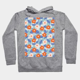 Wavy flower pattern in blue and orange Hoodie